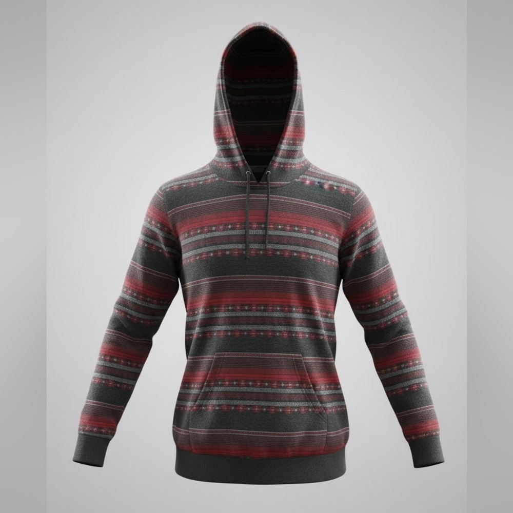 Men's Striped Hoodie - Black and Red